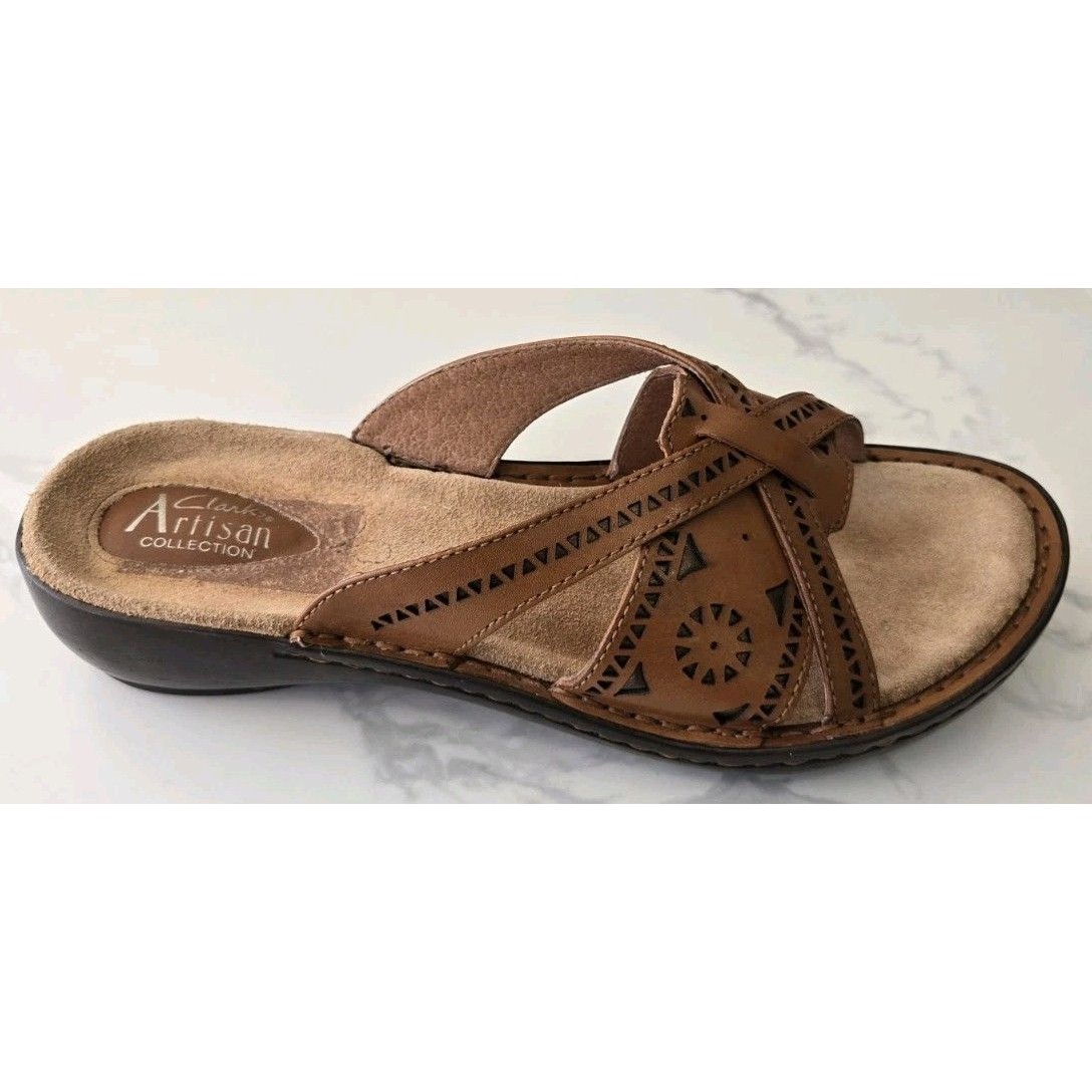 Clarks Artisan Collection Firefly Slide Brown Leather Sandals 9m